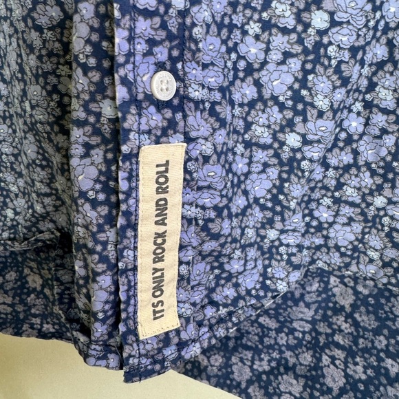 Rolling Stones RIFF Blue Floral button up shirt - Picture 3 of 9